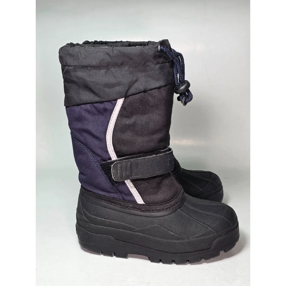 LL Bean Northwoods Kids Winter Snow Boots Size 12 Navy Blue Black Boys Shoes